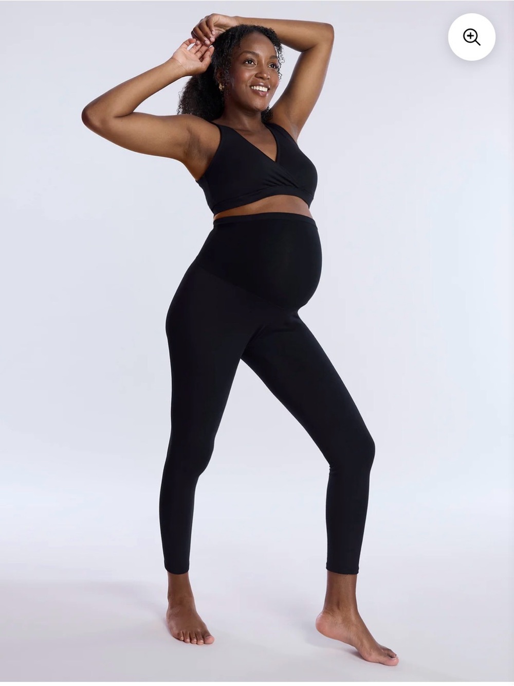 Motherhood  Black Maternity Leggings with High Rise Panel
